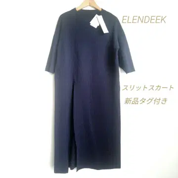 ELENDEEKEK 네이비 슬릿 스커트 롱 원피스 택 포함 새상품