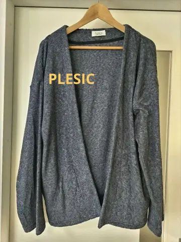 PLESIC 슬라브 빈티지 파일 버튼리스 가디건 네이비 L