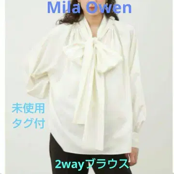 Mila Owen 블라우스 미사용 택 포함 앞뒤 2way 보타이 블라우스