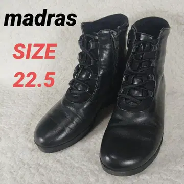 madras 마드라스 숏부츠 가죽 사이드 지퍼 블랙 22.5