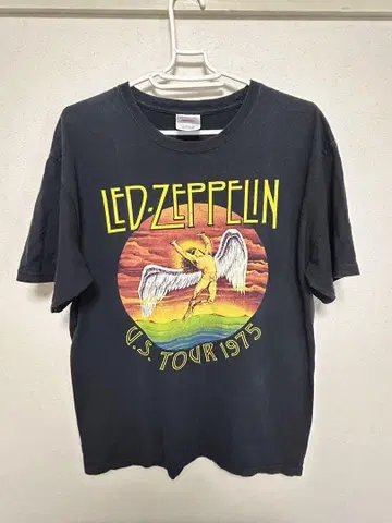 00s LED ZEPPELIN US TOUR 1975 티셔츠 밴딩 티셔츠