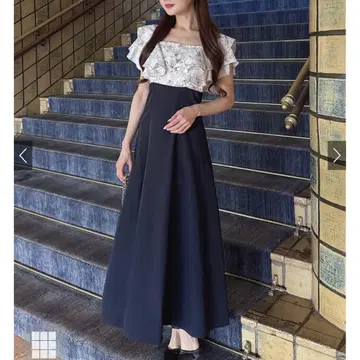 꽃무늬 프릴 블라우스 도킹 플레어 원피스