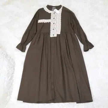 Samansa Mos2 패치워크 레이스 원피스 모카 브라운 걸리시