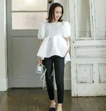 bluelea 블루레아 자카드 블라우스 화이트