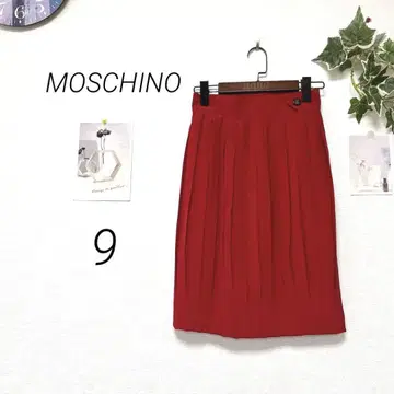9219 MOSCHINO 모스키노 플리츠 스커트 무지 9호 빨간색