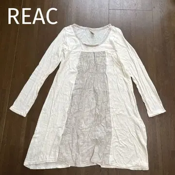REAC 레어크 긴팔 튜닉 원피스 이소재 절개 린넨 혼방 크림
