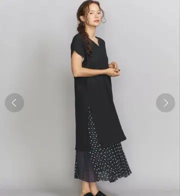 뷰티 앤 유스 V넥 숏 슬리브 원피스