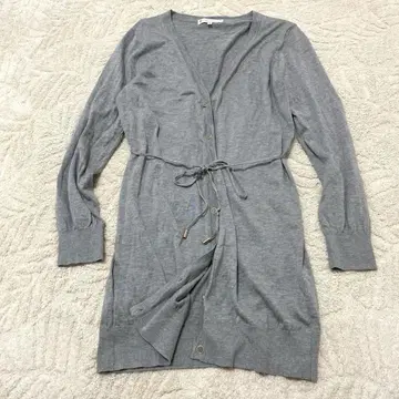 쿠미쿄쿠 허리 리본 실크 혼방 얇은 소재 가디건 롱 기장