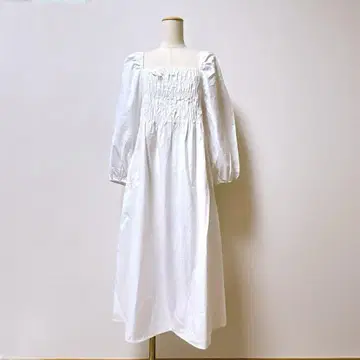 t0141/자라 [L] 포플린 롱 원피스/스퀘어 넥 면 100%