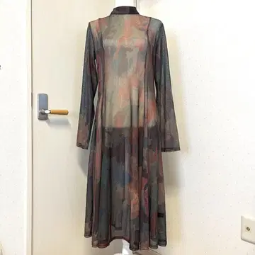 프린트 메쉬 원피스