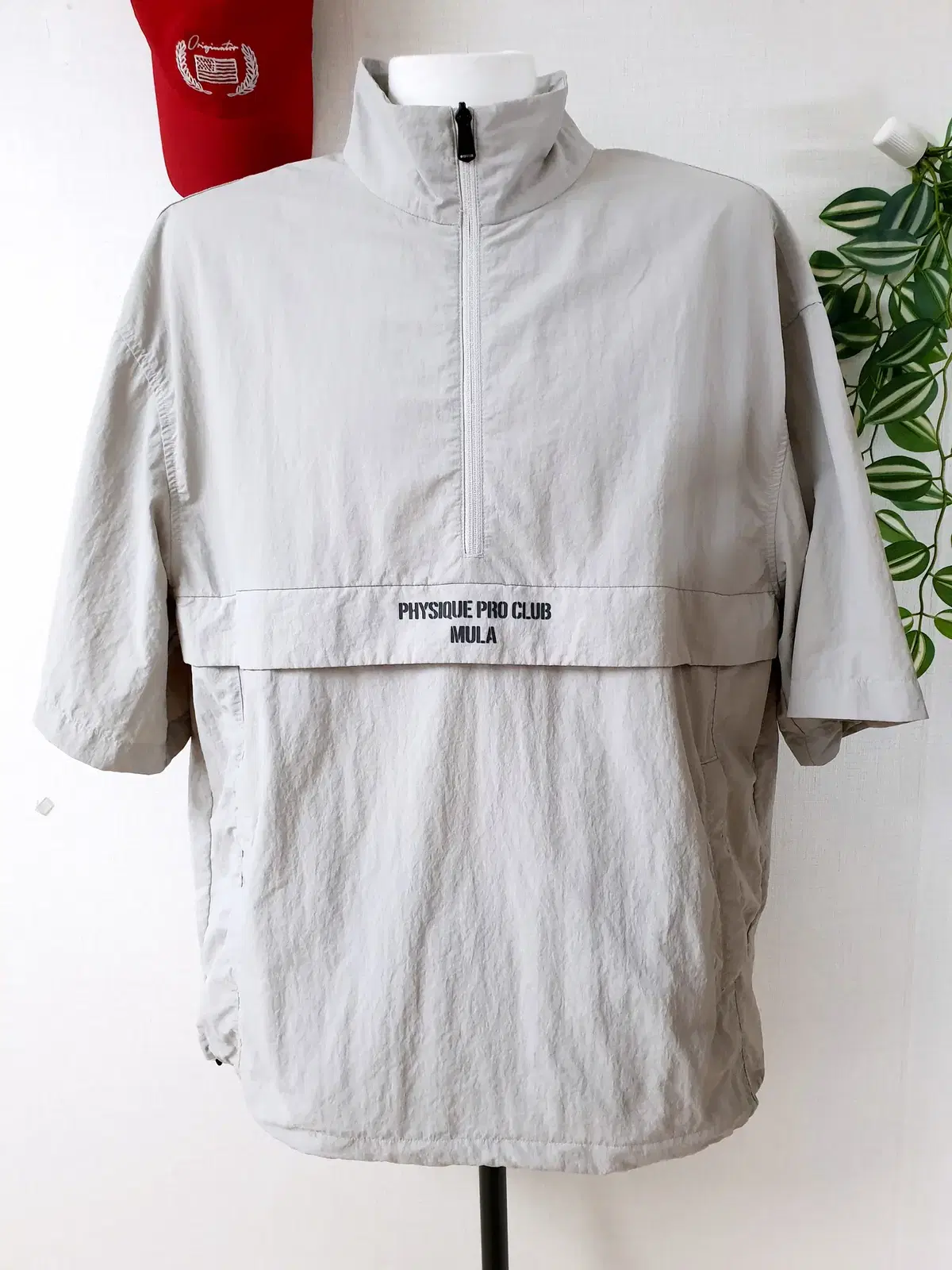 Mulawear Half Zip Men's Anorak 115 Big Size Gray Short Sleeve 2XL