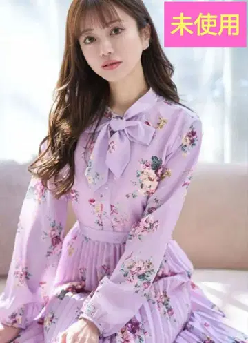 에밀리아 위즈 꽃무늬 플리츠 롱 원피스 라벤더