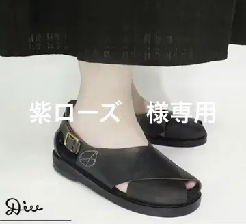 Diu 디우 천연 가죽 사보 크로스 샌들 다크 브라운 L