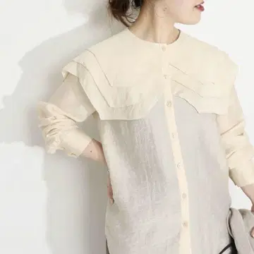 VERMEIL par iena 시어 실크 블라우스 프릴 긴팔 셔츠