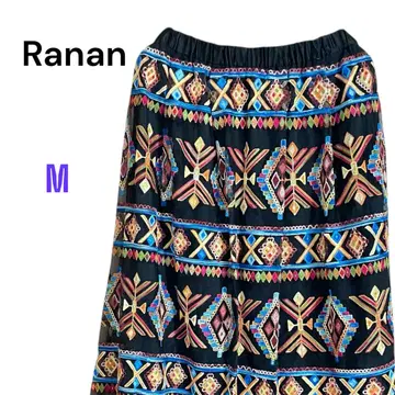 Ranan 에스닉 패턴 플레어 스커트 M 택 포함 새상품 올 자수
