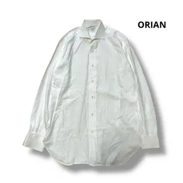 오리안 긴팔 셔츠 헤링본 화이트 코튼 100% 이탈리아제