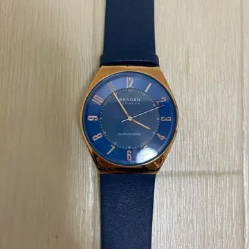 SKAGEN GRENEN 솔라 오션 블루 가죽 워치