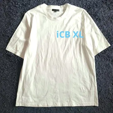 iCB 아이시비 XL 밑단 자수 화이트 베이직 티셔츠