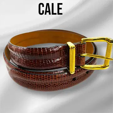 CALE 브라운 가죽 벨트 골드 버클