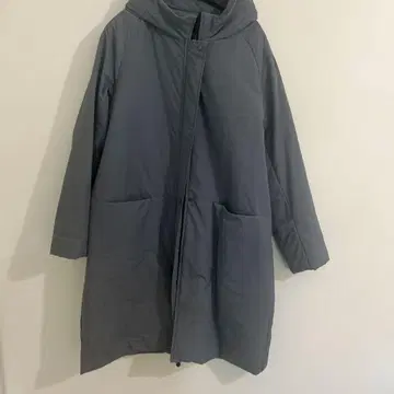 fal'beu 그레이 후드 부착 롱 다운 자켓