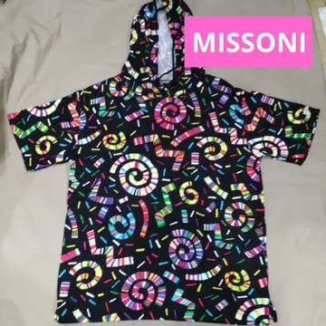 MISSONI 미쏘니 소용돌이 컬러풀 패턴 티셔츠 풀오버 후드 부착