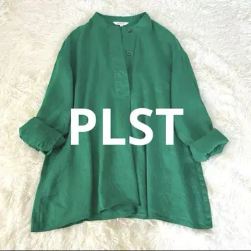 새상품급 PLST 플라스테 린넨 블렌드 스키퍼 셔츠 세탁 가능 S 그린