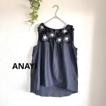 ANAYI 아나이 실크 오간자 슬리브리스 블라우스 꽃 모티브