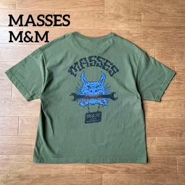 M&M MASSES MAD DOG 티셔츠 양면 프린트 카키 L 사이즈
