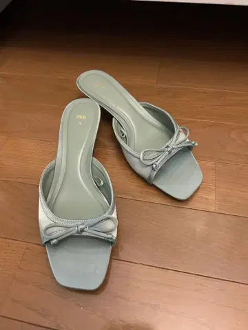 자라 리본 포함 뮬 38 민트 블루