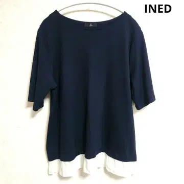 INED 이네드 네이비 반팔 티셔츠 15호