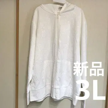 화이트 꽃무늬 풀 지퍼 후드티 빅 사이즈 새상품