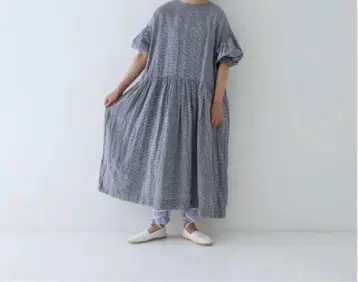 nest Robe 린넨 깅엄 벌룬 슬리브 원피스