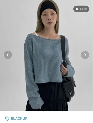 BLACKUP 라스트 스루 긴팔 티셔츠 ONESIZE 블루