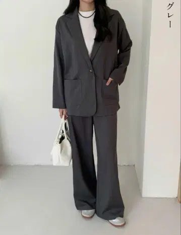 셋업 자켓 와이드 팬츠 심플 성숙 캐주얼