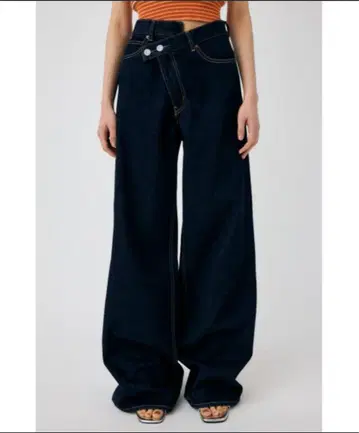 moussy 크로스 허리 와이드 스트레이트 데님
