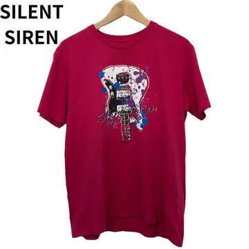 SILENT SIREN 밴드 티셔츠 락 기타 프린트 핑크
