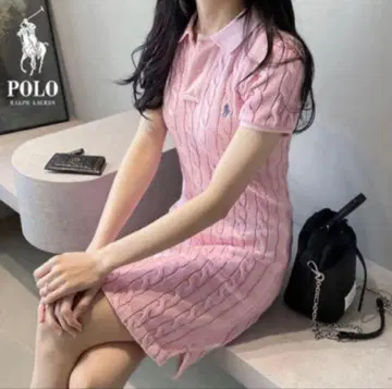 미사용 새상품 폴로 랄프로렌 반팔 피케 셔츠 케이블 니트 원피스 M