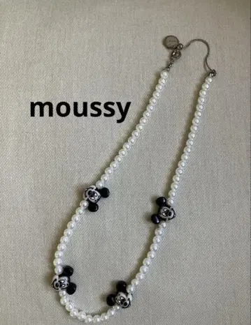 moussy 마우지 미키마우스 펄 초커 목걸이