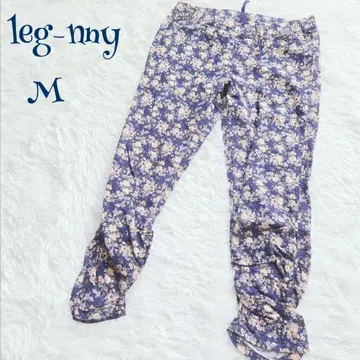 빈티지] 꽃무늬 밑단 주름 허리 리본 캐주얼 치노 팬츠 M
