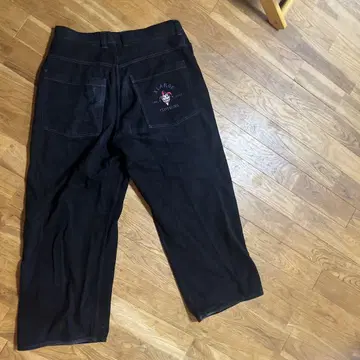 XLARGE 블랙 와이드 팬츠 저글러 자수 36인치