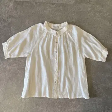fog linen work 반팔 소매 린넨 블라우스