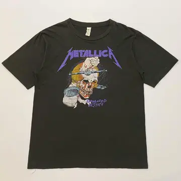 90s 메탈리카 부트레그 양면 프린트 밴딩 티셔츠 싱글 스티치 블랙 XL