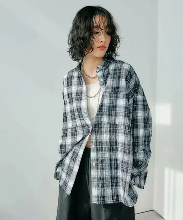 렙심 LEPSIM 체크 셔츠 블랙 블랙 택 포함 미사용 새상품