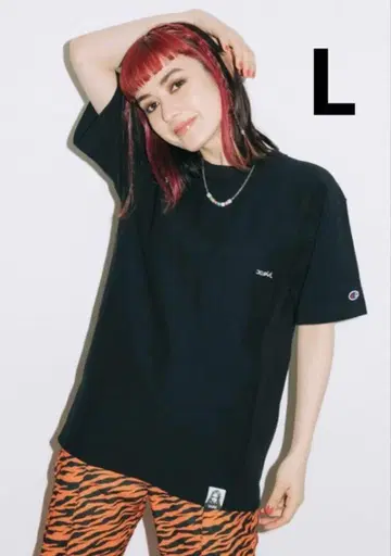 X-girl 챔피온 콜라보 포켓 티셔츠 L 블랙