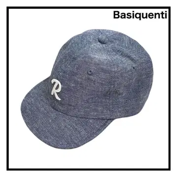 Basiquenti 린넨 혼방 데님 캡 블루 남성용 빅 로고 모자
