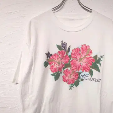 90년대 싱글 스티치 플라워 티셔츠 하이비스커스