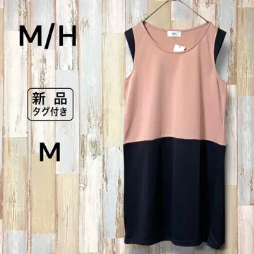 새상품 M/H 슬리브리스 바이컬러 원피스 튜닉 핑크 네이비 M