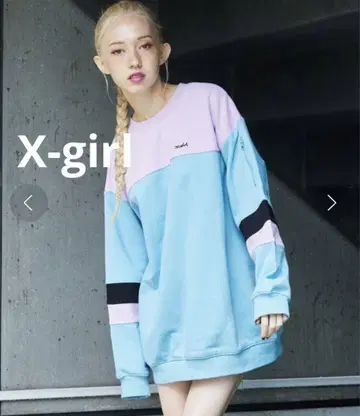 엑스걸 X-girl 배색 빅 맨투맨 여성용 S