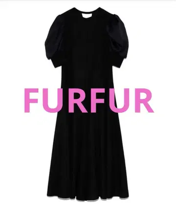 FURFUR 퍼퍼 퍼프 슬리 플레어 컷 원피스 블랙