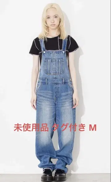 X-girl 와이드 테이퍼드 오버롤 M 라이트 인디고